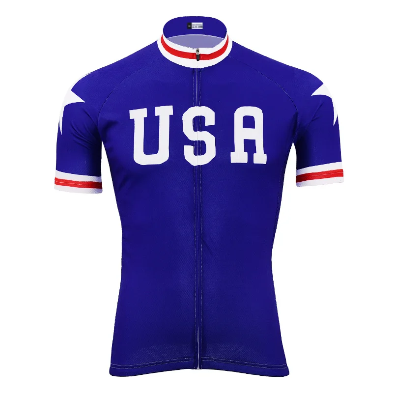 New Usa Banner Cycling Jersey Short Team Blue Cycling Clothing Maillot