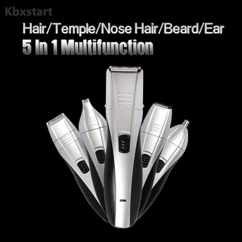 

5-in-1 Hair Grooming Set Electric Hair Clipper Nose Ear Temple Hair Cutting Machine Professional Barbeador Eletrico Masculino