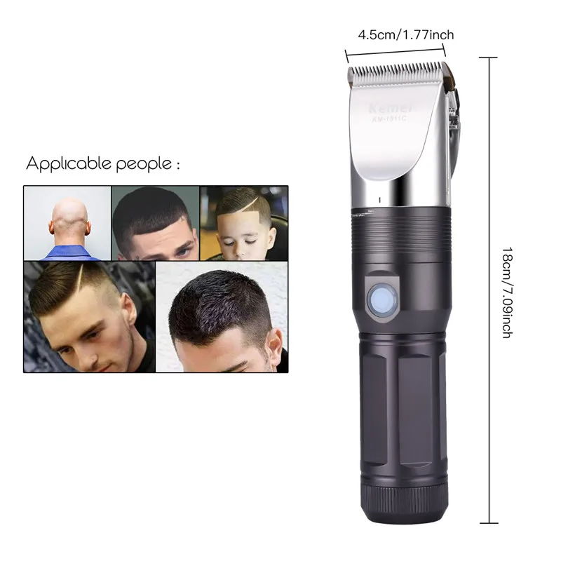 USB Charging Hair Clipper Professional Rechargeable Hair Trimmer Portable Barber Clippers Cordless 