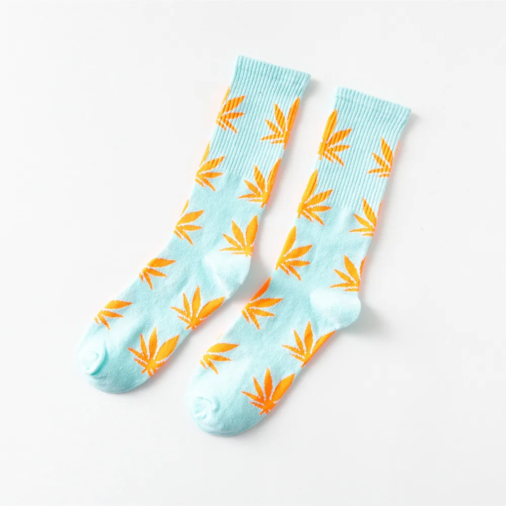 Мужские носки в стиле хип-хоп с рисунком сорняков кленовый лист сумасшедшие забавные носки термостойкие длинные счастливые носки Kanye West Роскошные носки уличная одежда - Цвет: 27