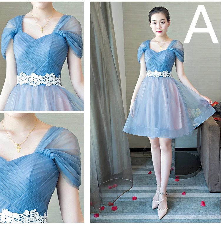Элегантные пикантные пыльно-голубой платье с фатиновой юбкой бальный наряд стиль платья невесты Вечерние особых мероприятий платья для
