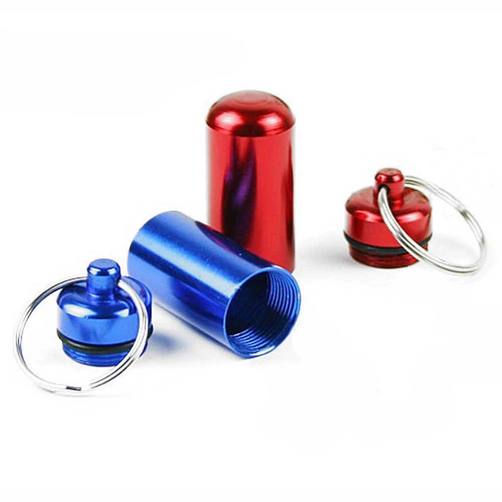 

6pcs Waterproof Aluminum Pill Box Case Bottle Cache Drug Holder Keychain Container Colorful