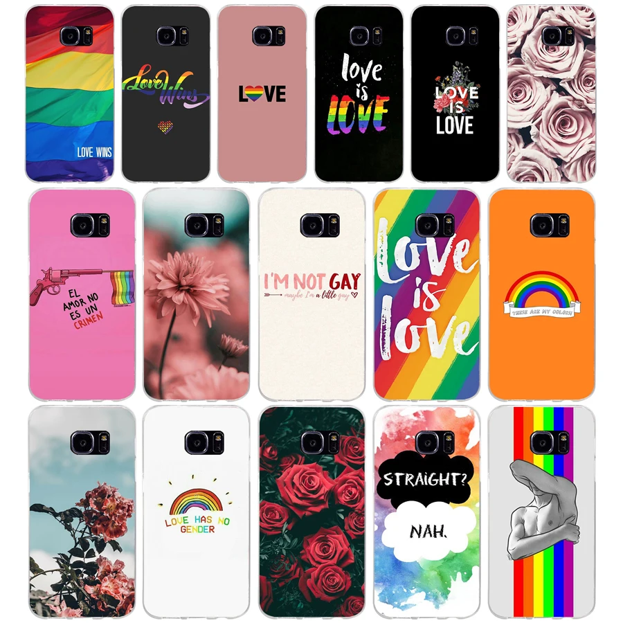 Мягкий силиконовый чехол из ТПУ 142AQ ЛГБТ Love Wins для samsung Galaxy s6 s7 edge s8 s9 plus | Мобильные