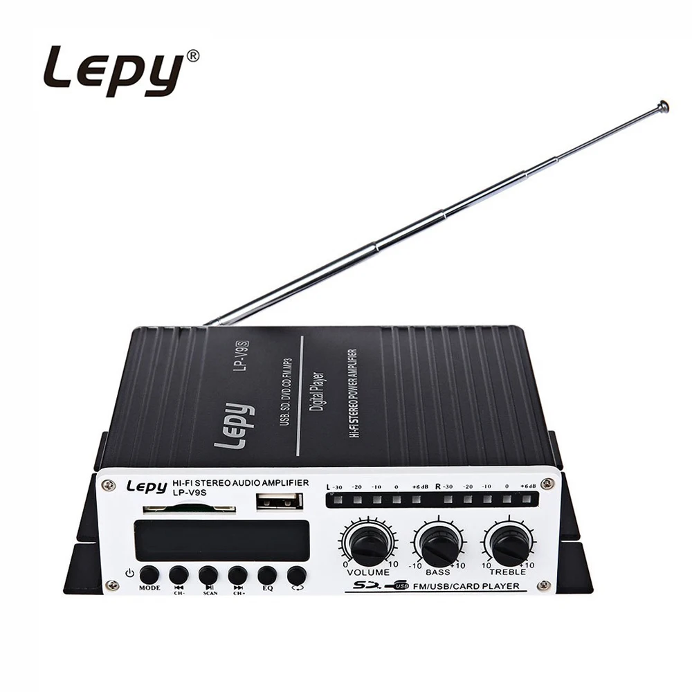Lepy LP V9S Amplifier USB 2CH Hi Fi Super Bass Car Audio