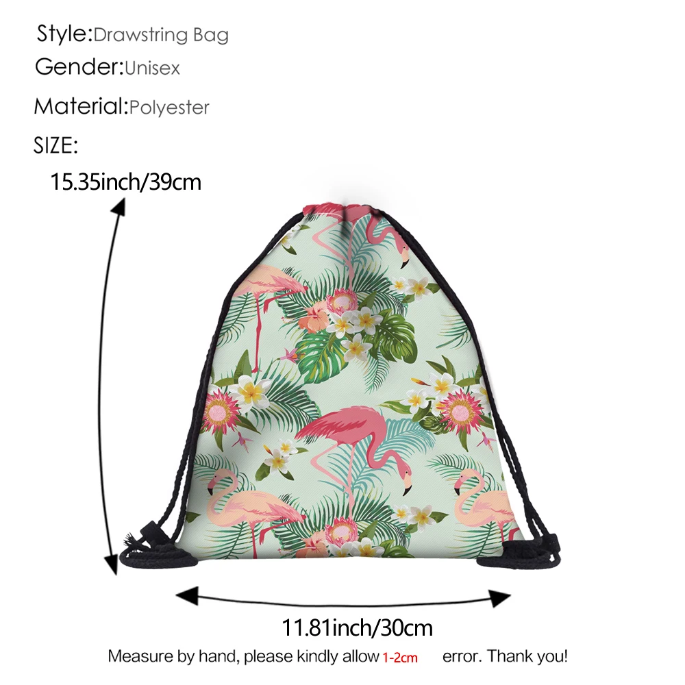 Deanfun красочные Фламинго Drawstring сумка 3D портфели с принтом для школы 60145
