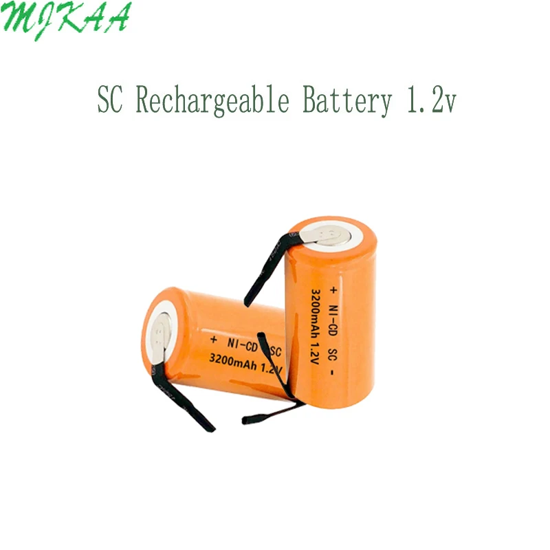 

MJKAA 1.2V rechargeable battery 3200mah 4/5 SC Sub C ni-cd cell with welding tabs for electric drill screwdriver