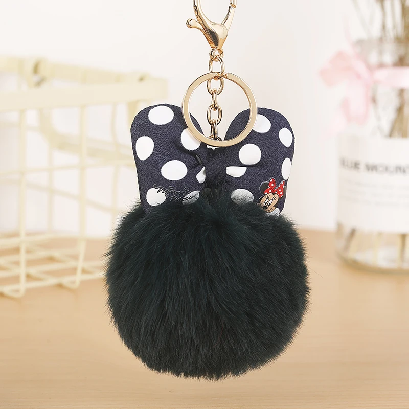 Микки бантик кролик мех мяч помпон для автомобиля брелок сумка брелки ювелирные изделия для женщин сумка для ключей Llaveros Chaveiros EH882