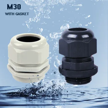 

10pcs M Type Nylon PA66 Cable Conduit Gland waterproof IP68 M30 High Quality 16-21mm with Waterproof Gasket Free shipping