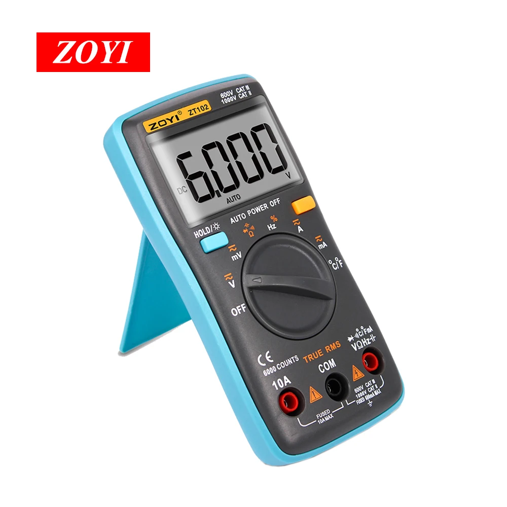 

ZOYI Digital Multimeter ZT101 ZT102 True RMS Auto Range Multimetro Voltmeter Ammeter Capacitance Temperature Ohm HZ NCV Tester