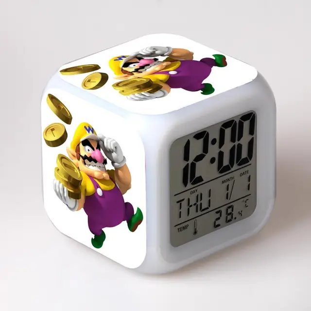 Super mario bros alarm clock Kids LED Clock Cartoon night light Flash 7