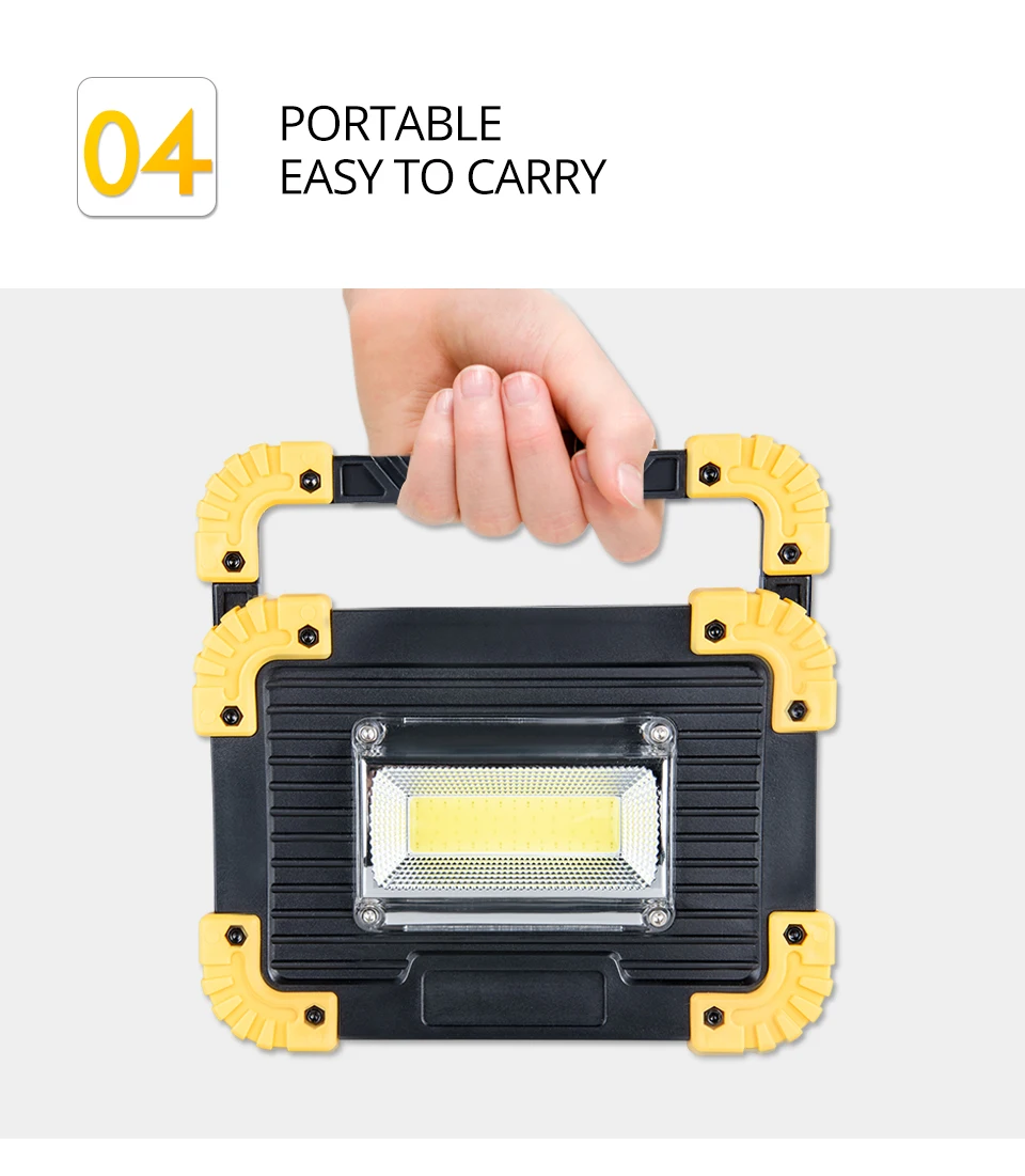 Rechargeable 20W COB LED Flashlight Work Light Lantern Flood Light USB Power Out Torch For Camping Tent Hand Lamp Car Repair (7)
