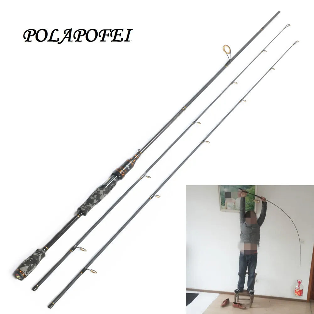 

POLAPOFEI 2.1m 2 Tips Carbon Fishing Rod Spinning Fishing Pole Fly Baitcasting Rods Peche Sea Fishing Rod daiwa abu garcia E41