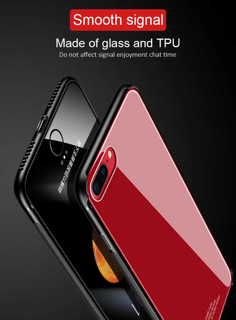 Tempered Glass For Iphone XS Max XR X 8 7 Plus Solid Color Luxury Case Cover Soft TPU Edge Case For Iphone 7 6S 6 Coque