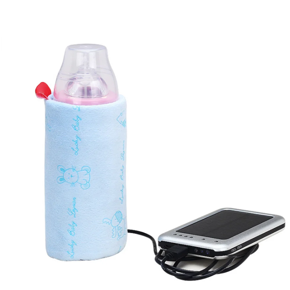 Портативный дорожный подогреватель молока для младенцев USB Электрический нагреватель для бутылок крышка нагревателя подогреватель с теплозащитой - Цвет: Синий
