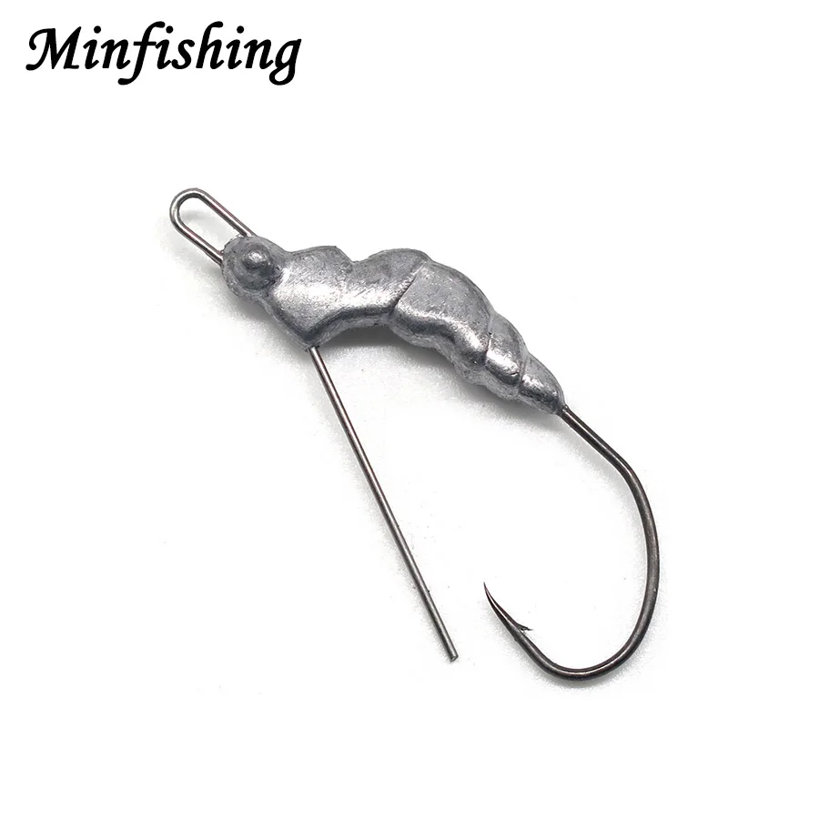 

Minfishing 5 PCS 3g Jig Hook Lead Jig Head Shrimp Shape Soft Bait Worms Hook For Carp Bass Fishing Hooks