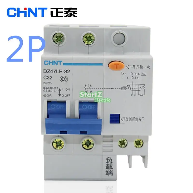 CHNT DZ47LE Американская классификация проводов 2р 10A 16A 20A 25A 32A 40A 50A 60A остаточный ток автоматический выключатель RCBO