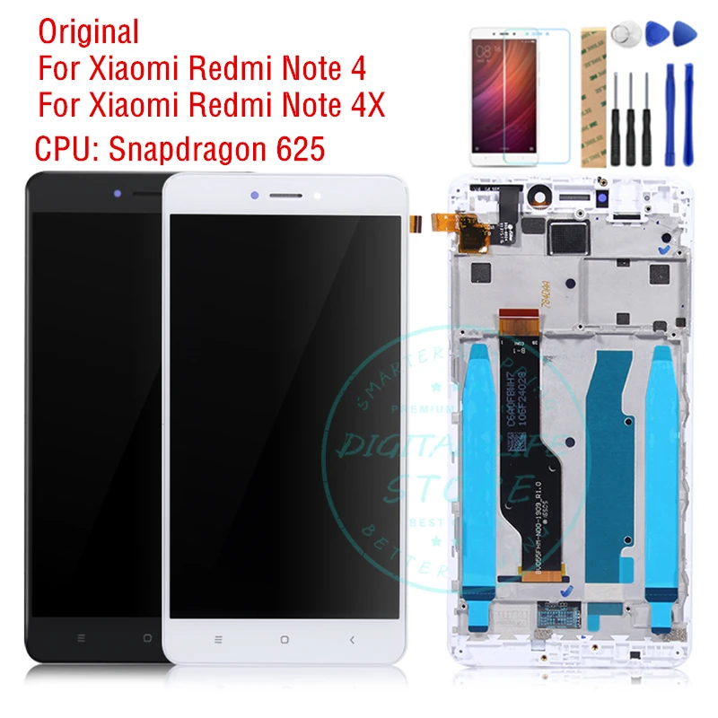 

Original For Xiaomi Redmi Note 4 Global Note 4X 3GB 4GB LCD Display Screen Touch digitizer assembly with Frame Repair Parts