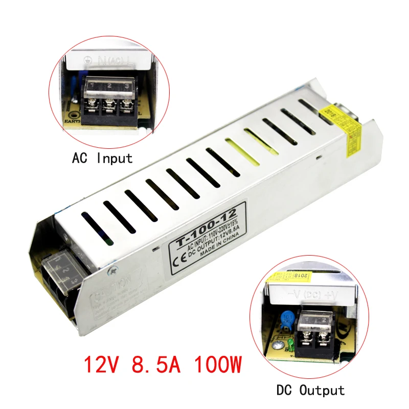 

Slim DC12V Power Supply 8.5A 100W Transformator Power 220V To 12V Power Adapter 12v Led Driver Power Supply For Led Strip Indoor