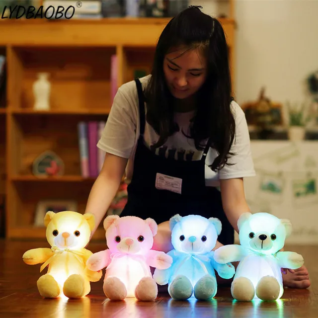 32CM Glowing Teddy Bear Luminous Christmas Gift for Kids Creative Light Up LED Teddy Bear Stuffed Animals Plush Toy 4