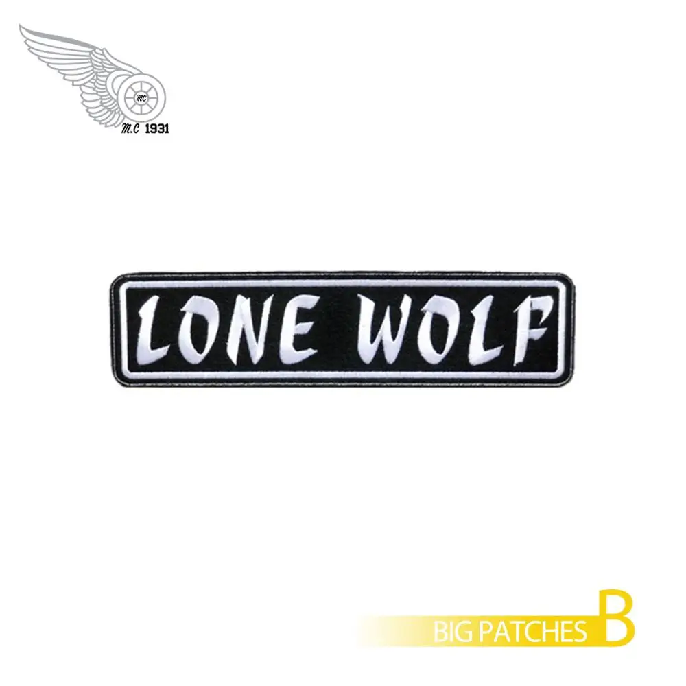 INDEPENDENT LONE WOLF Black on White Back Military Patches Set Biker Vest Jacket 