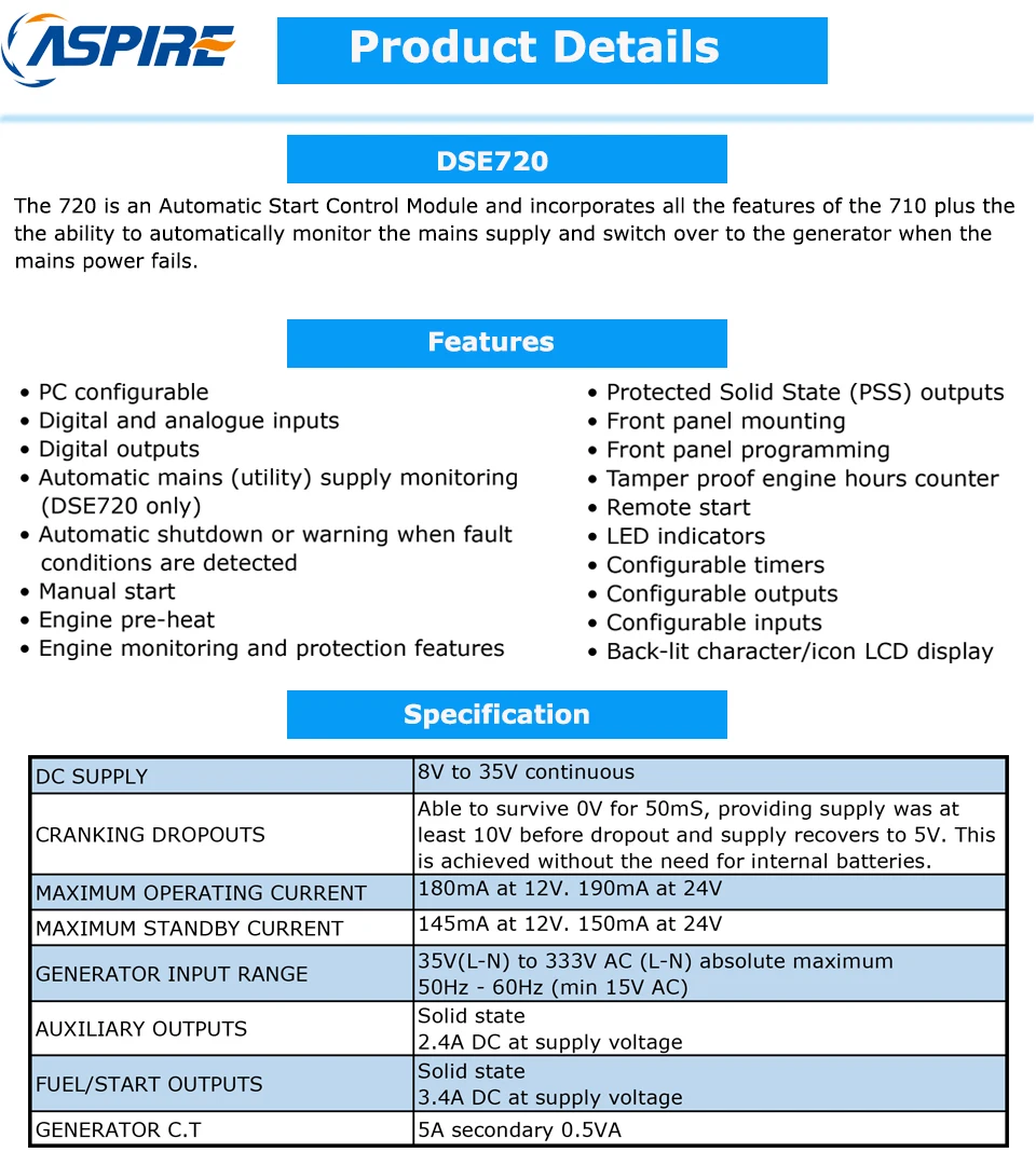 dse720 Product Details