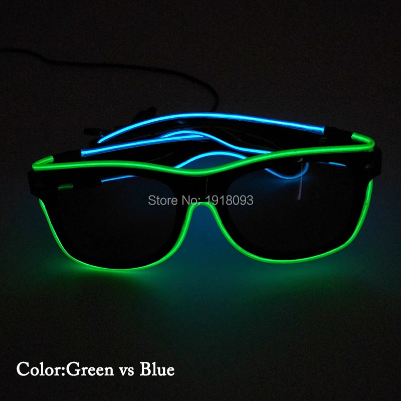 LED neon Light Double Colors EL Wire Glow Glasses with dark lens Fashion Holiday Lighting Decorative Props with Steady on Driver