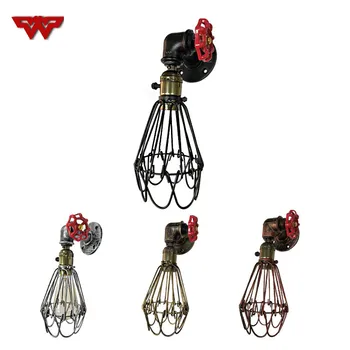 

Loft Industrial Air Pipe Wine Bottle Wall Lamp Retro Creative Bar Restaurant Individual Small Iron Cage Wallway Wall Lamp