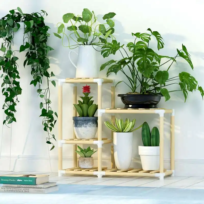

Plant Shelves Multi-Tier Plants Wooden Flower Stands Garden Storage Rack Pots Organizer Holder Display Shelves for Indoor Decor