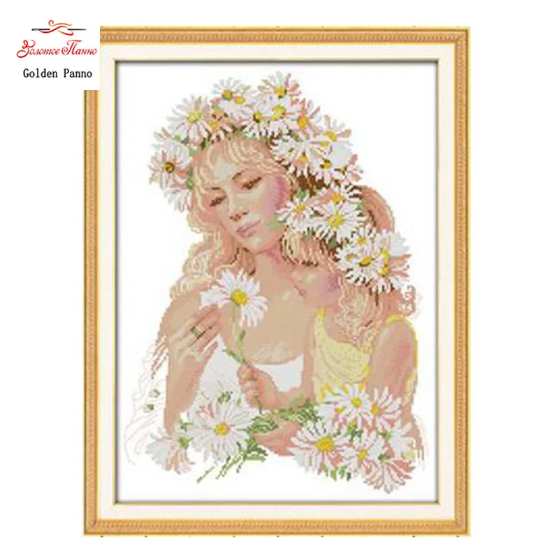 

Golden Panno,Mother and Daughter Counted Cross Stitch 11CT Printed 14CT DMC Cross Stitch Set DIY Cross-stitch Kits Embroidery23