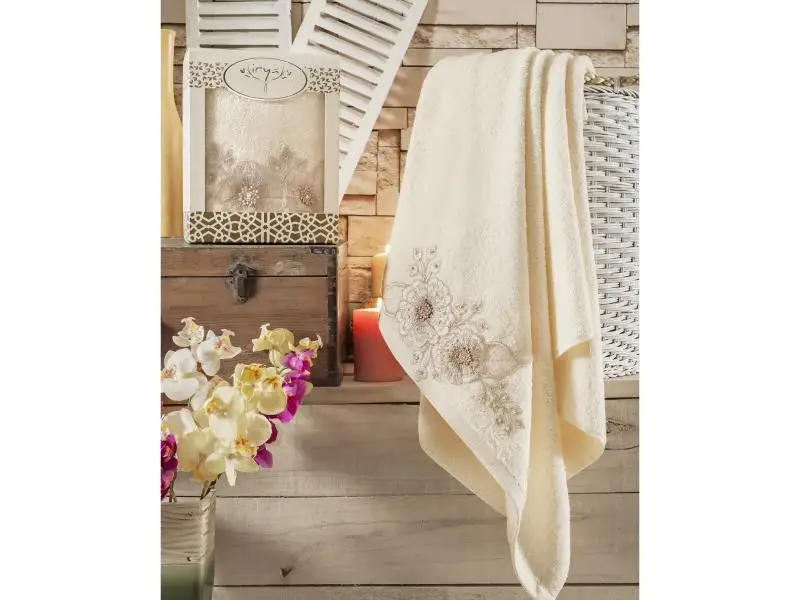 Полотенце банное irya, FLEUR, 85*150 см, кремовый