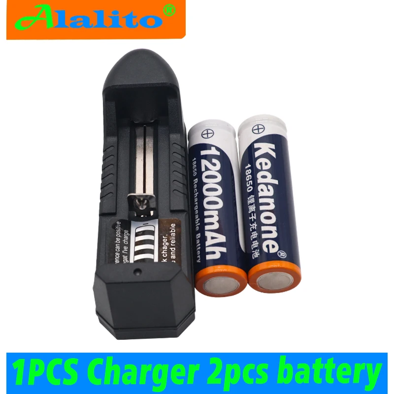 3 7 V 18650 батарея 12000mAh литий-ионная аккумуляторная для фонарика + зарядное
