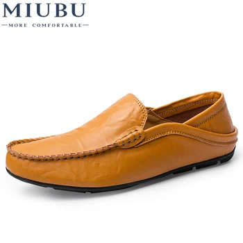 

MIUBU Luxury Causal Shoes Men Leather Loafers Moccasins Sneakers Genuine Leather Boat Shoe High Quality Footwear Cheap Shoe