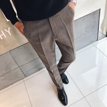 Nrew официальный Свадебный мужской однотонный костюм брюки модный приталенный Повседневный брендовый деловой Блейзер прямые мужские брюки