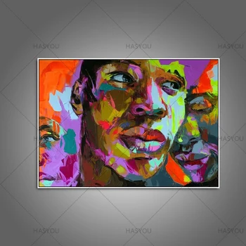 

handpainted canvas knife oil Painting Abstract Portrait Face Palette knife Oil painting Wall Pictures for hotel bar home decor