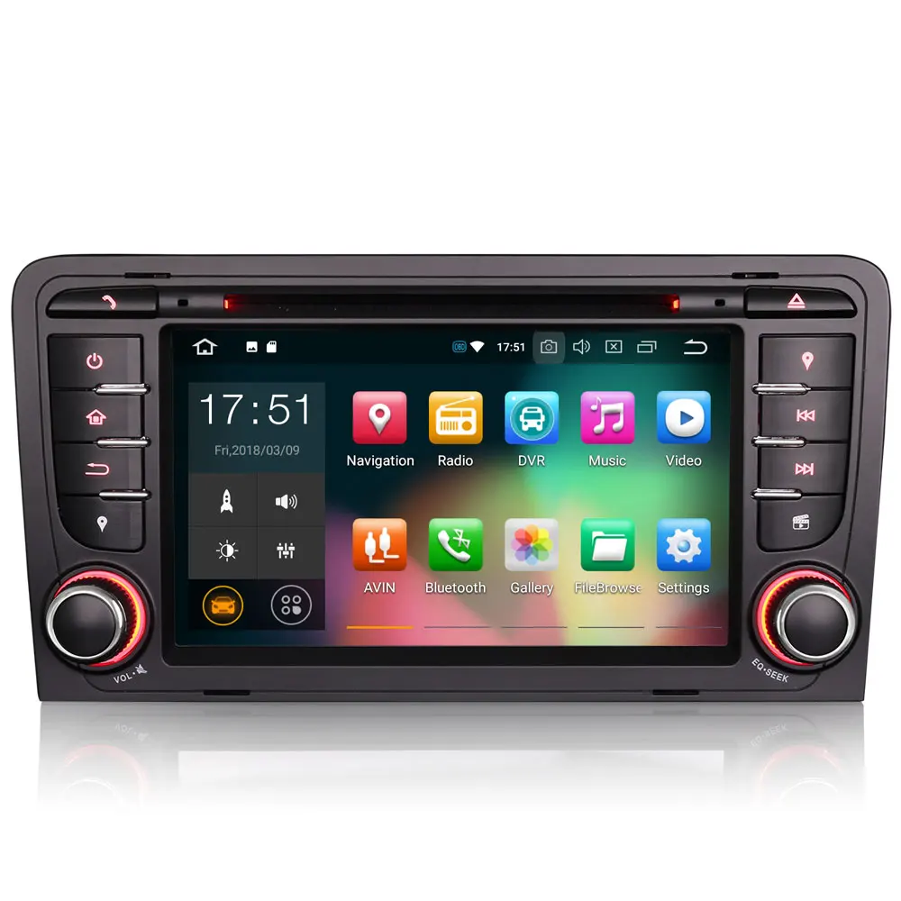 " Android 9,0 Pie OS автомобильный DVD Мультимедиа Навигация GPS радио для Audi A3 2003-2012 и Audi S3 2006-2012 и Audi RS3 2011-2012