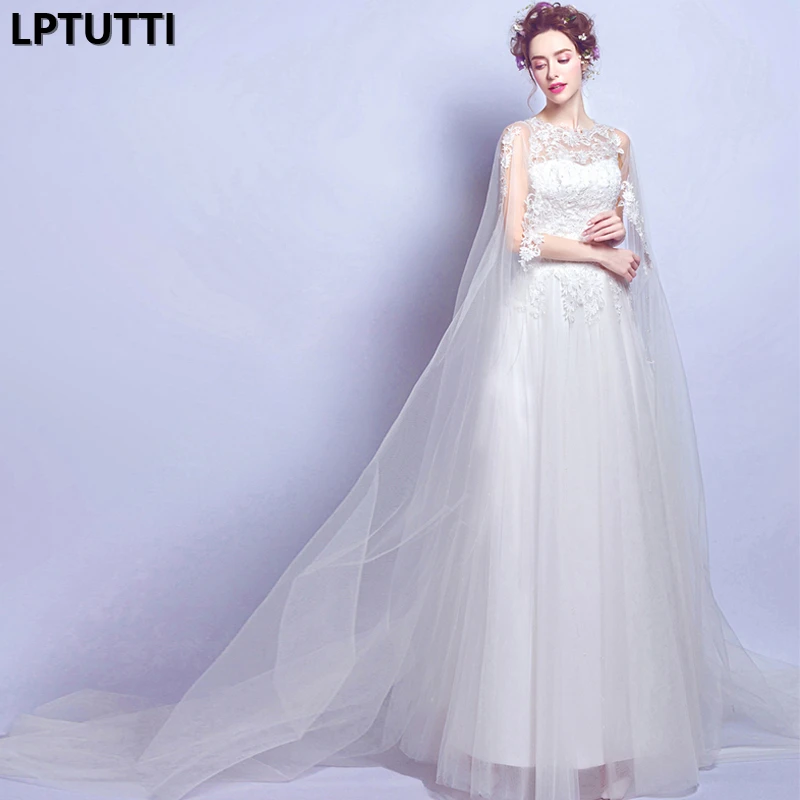 LPTUTTI кружево вышивка Новый Белый Сексуальная принцесса свадебное платье невесты Простые Вечерние события длинные Роскошная свадебная