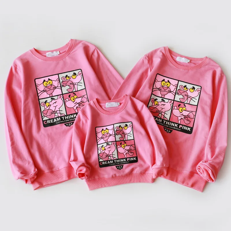 

Family Matching Clothes Pink Leopard Long Sleeves Father Mother and Baby Daughter Clothes Homewear Family Christmas Sweaters