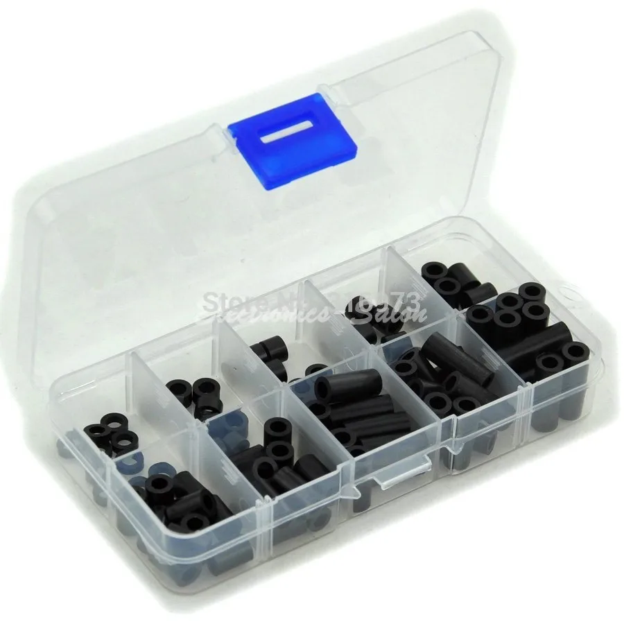

Black Nylon Round Spacer Assortment Kit, for M4 Screws, Plastic.