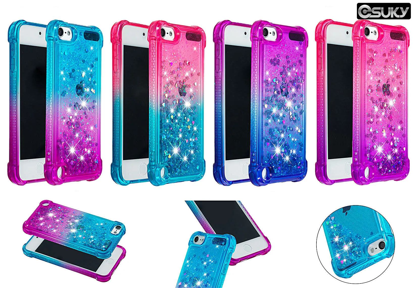 

Soft and stylish quicksand+ liquid glitter silicone bling mobile phone case for Google Pixel 3a Google Pixel 3a XL gradient