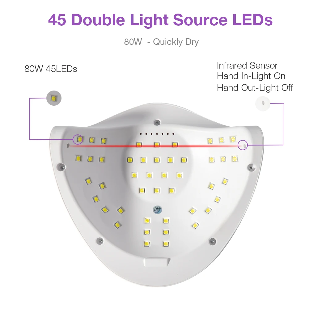 80 Вт Сушилка для ногтей УФ-светодиодный светильник с ЖК-дисплеем 45 светодиодный s Сушилка для ногтей лампа для отверждения гель-лака автоматическое распознавание ногтей инструменты для маникюра