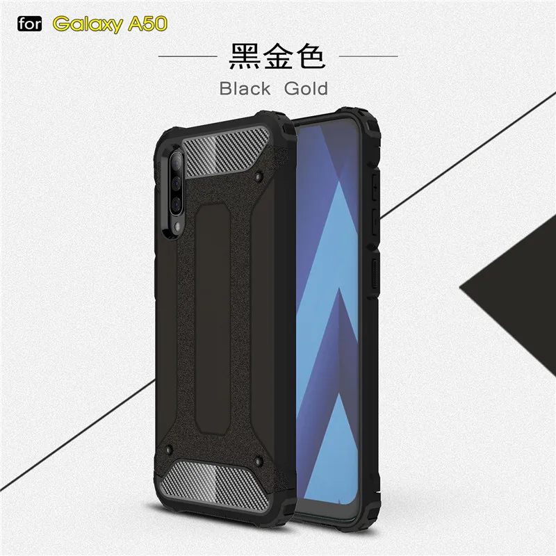 

For Samsung Galaxy A50 SM-A505F Luxury Rugged Dual Layer Hybrid Soft Silicone Armor Shell Hard Case For A70 A40 A30 A10 Coque