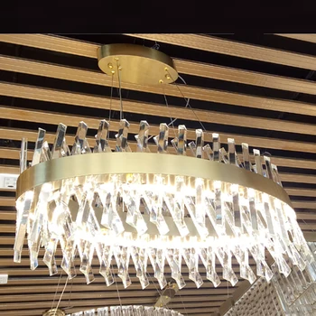 

oval design modern crystal chandelier living lighting AC110V 220V gold lustre dinning room light fixtures