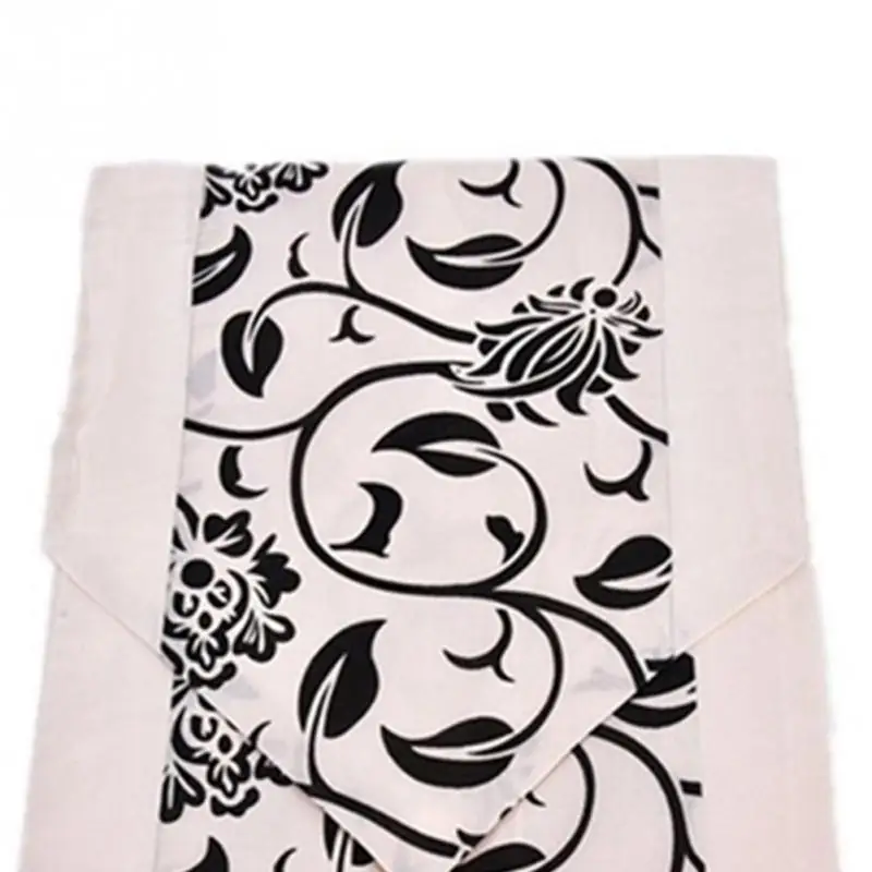 

Fashion Flocking Black Flower Pattern Wedding Event Party Banquet Table Runner Personality Home Restaurant Table Decoraiton