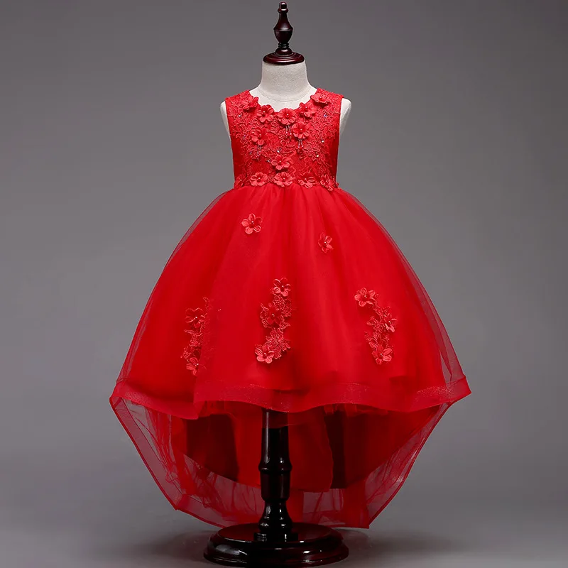 

Dress flower girl dress beaded trailing children dress in soft yarn princess bitter fleabane baby girl christmas dress