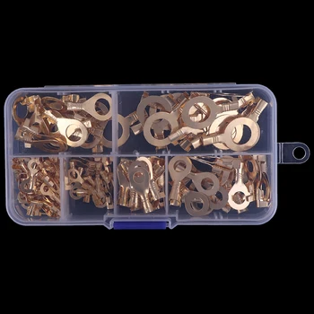 

150PCS/Set Ring Type Gold Golden Brass Non-insulated Crimp Terminals Connectors Cable Wire Connectors Terminals