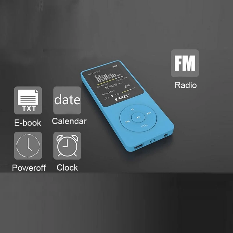 Ультратонкий MP3-плеер 8 ГБ, экран 1,8 дюйма, можно воспроизводить MP3 плеер 80h RUIZU X02, FM Электронная книга, часы, разноцветный подарок