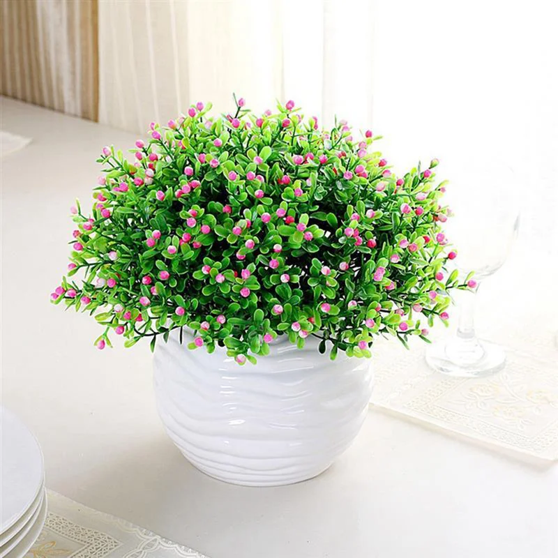 

Wedding Party Garden Home Decoration 2Pcs Simulation Flower Artificial Milan Grain Plastic Flower Grass Green Plant Grain