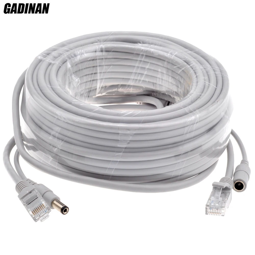 Кабель Ethernet GADINAN 5M/10M/15M/20M/30M на выбор серый кабель CAT5/CAT-5e RJ45 + DC для системы