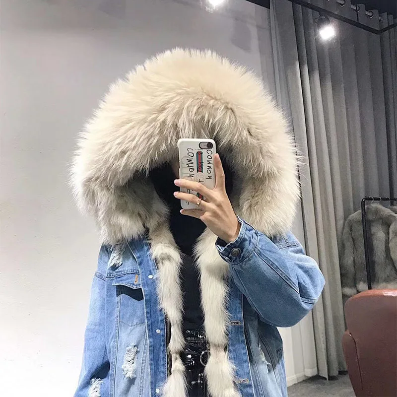 FURSARCAR New Winter Parka For Women Real Fur Jacket Warm Luxury Parkas Coat With Fur Hood Natural Fox Fur Liling Parka