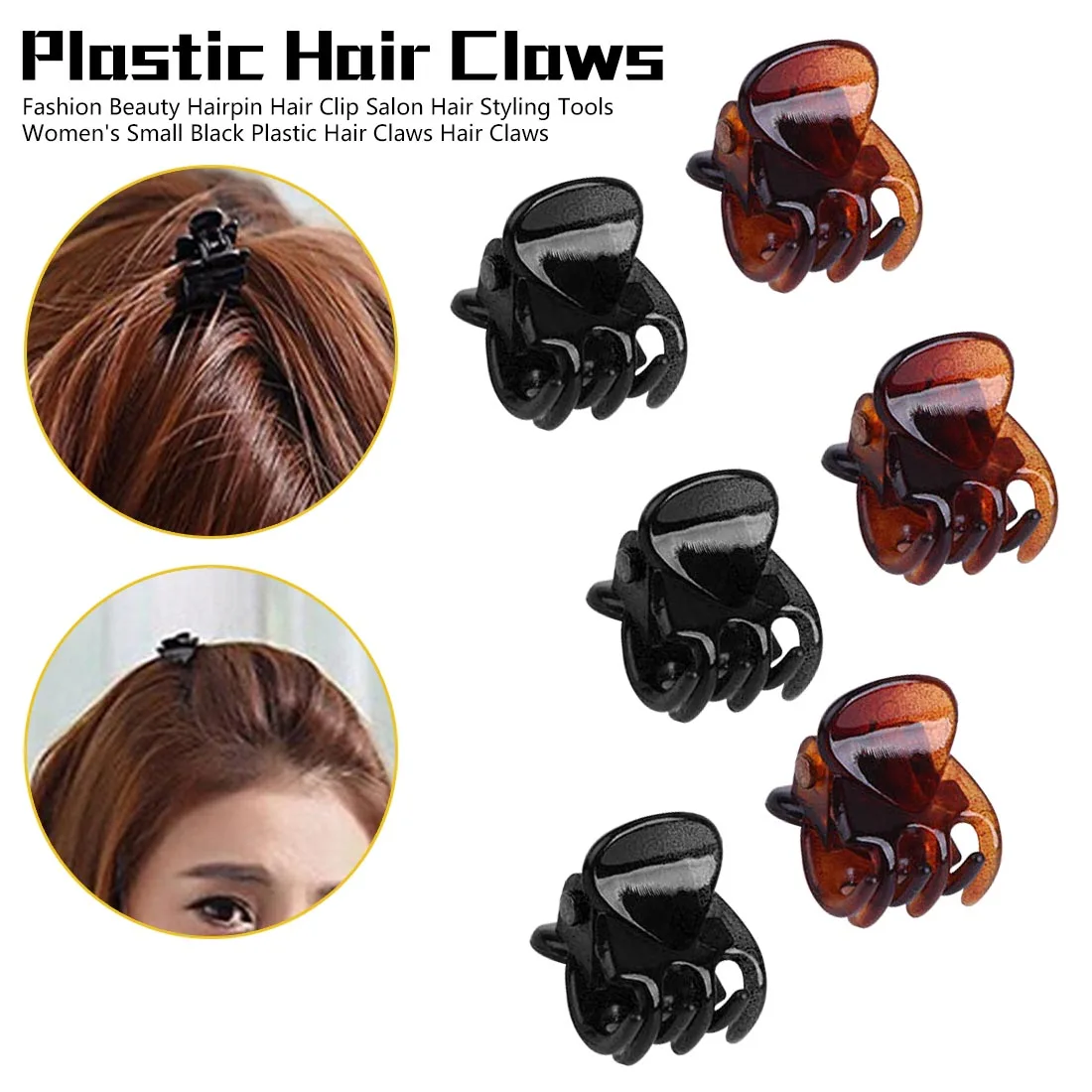 

10 Pcs/set Women's Small Black Plastic Hair Claws Fashion Beauty Salon Hair Styling Tools Hair Claws Hairpin Hair Clip